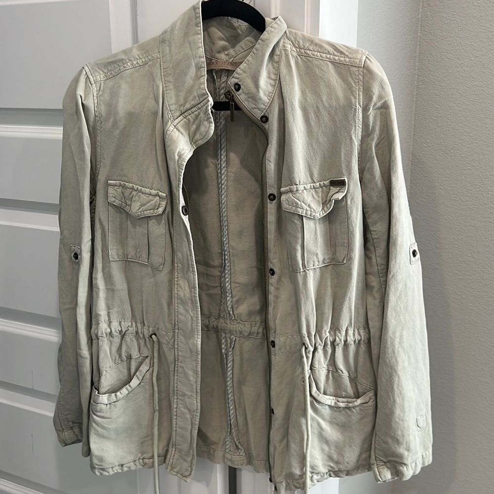 Max jeans olive pastel green utility linen jacket